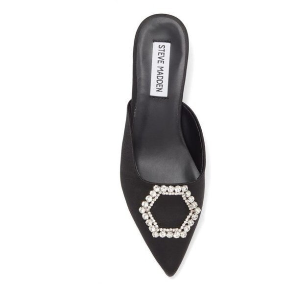 NWOB STEVE MADDEN Kees Rhinestone Embellished black Mule slide size 8.5 - Picture 2 of 10